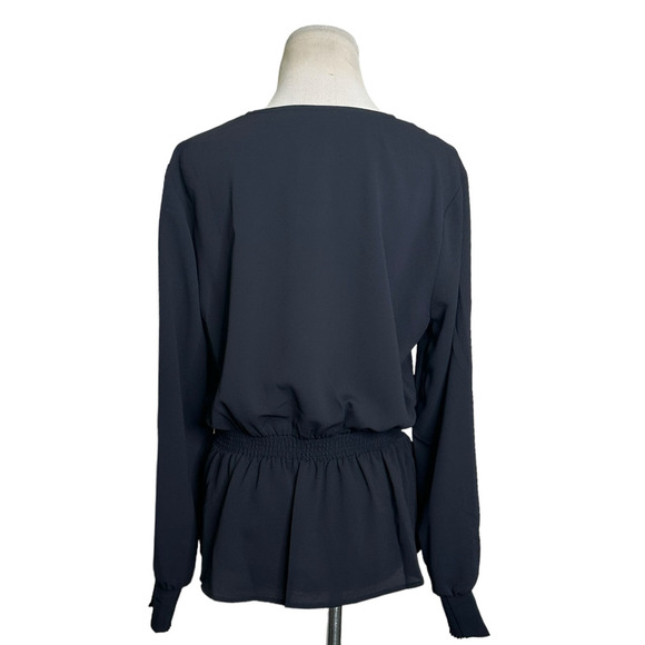 Alfani black long sleeves peplum blouse size Medium - Picture 2 of 13